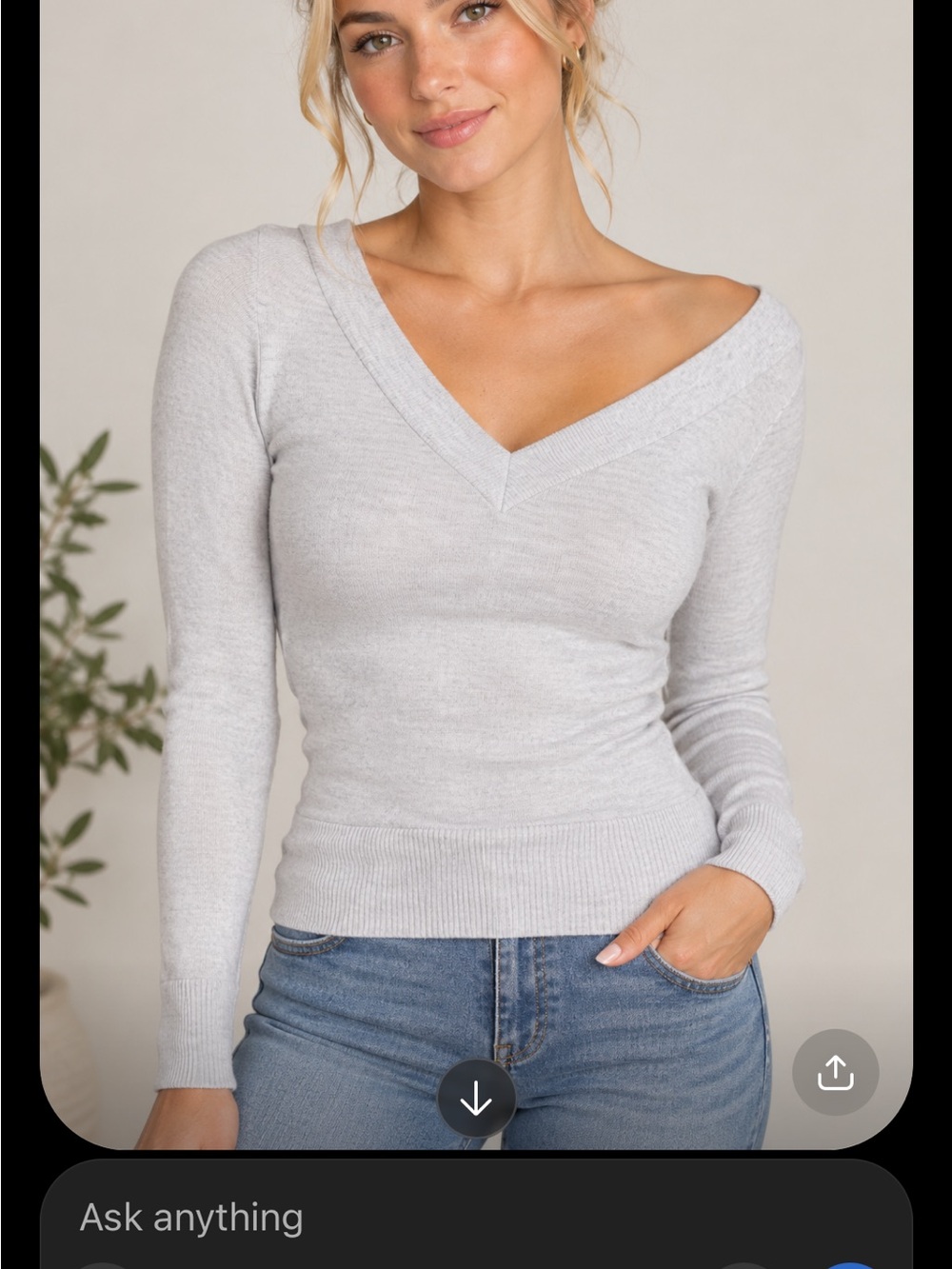 Banana Republic Light Gray V-Neck Sweater
